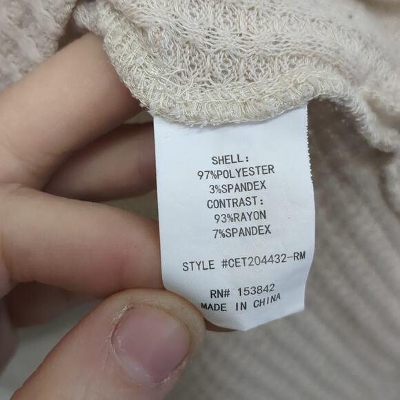 Melloday cream colored rayon blend Henley shirt size Small - Picture 5 of 6